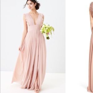 Monique lhuiller bridesmaid gown ruffle chiffon